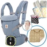 エルゴベビー防寒セットLd5 ADAPTアダプト/アズールブルー 【正規品2年間保証-SG認定】 防寒ダウンケープ+よだれパッド+収納ポーチ付