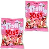 トローリ ストロベリーキス 100g 2袋 Trolli Storawberry Kisses グミ キャンディ イチゴ風味 甘酸っぱい 輸入 海外 お菓子 7RabbitRiograndeオリジナルステッカー付 【商標登録番号 第6667215】