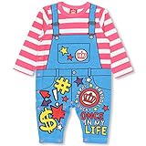 BABYDOLL（ベビードール） ボーダーサロペット風ロンパース 子供服 男の子 女の子 0166B 80cm ピンク