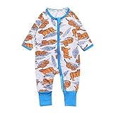 Kids Tales Baby Tiger Footedファスナーパジャマスリーコットンロンパース( Age 4 – 24 m ) カラー: イエロー