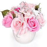YOBANSA ソープフラワー 白陶器 枯れない 花 石鹸花束 創意プレゼント 父の日 母の日 バレンタインデー 誕生日 結婚記念日 クリスマス (ピンク)