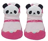 ツイン ベビーソックス パンダマスコット付 11~13cm リボン靴 ローズ