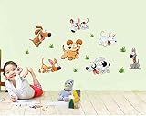 Happy Dogz Baby Nursery Animal Wall Decals for Kids Rooms, Baby, Boys & Girls Bedroom - Peel & Stick