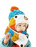 Riearena (リエアリーナ) あったか ふかふか 冬用 赤ちゃん ニット帽 ベビー 防寒 対策 マフラー セット お出かけ ベビー服 ra-63 (c【ブルー】)
