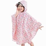 可愛い ポンチョ レインコート 子供 カッパ 雨合羽 クマ バイザー付 キッズレインウエア 携帯ポーチ付き 通気 男の子 女の子 (XL, ピンク)
