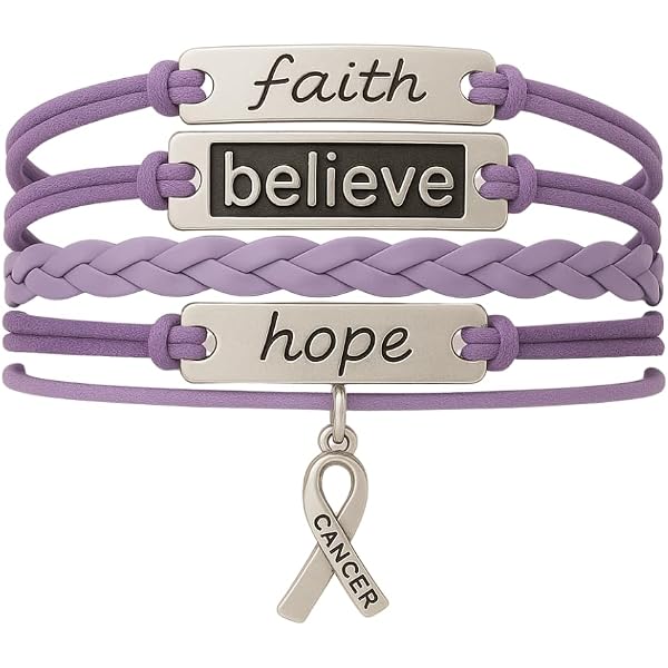 Cystic Fibrosis Awareness Heart Stretch Bracelet - Purple Elastic Band With Silver Charm, 7 Inch - View #3