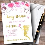 水彩ピンクゴールド花Fairy Invitationsベビーシャワー招待状 200 Invitations