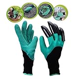 ガーデングローブ 園芸用手袋 植栽手袋 バラ手袋 ガーデニング用手袋 防刃手袋 爪付き 防水 滑り止め 穿刺防止 おゃしれ 男女兼用 掘り 植栽 盆栽 植木 園芸用具 右爪 1ペア グリーン