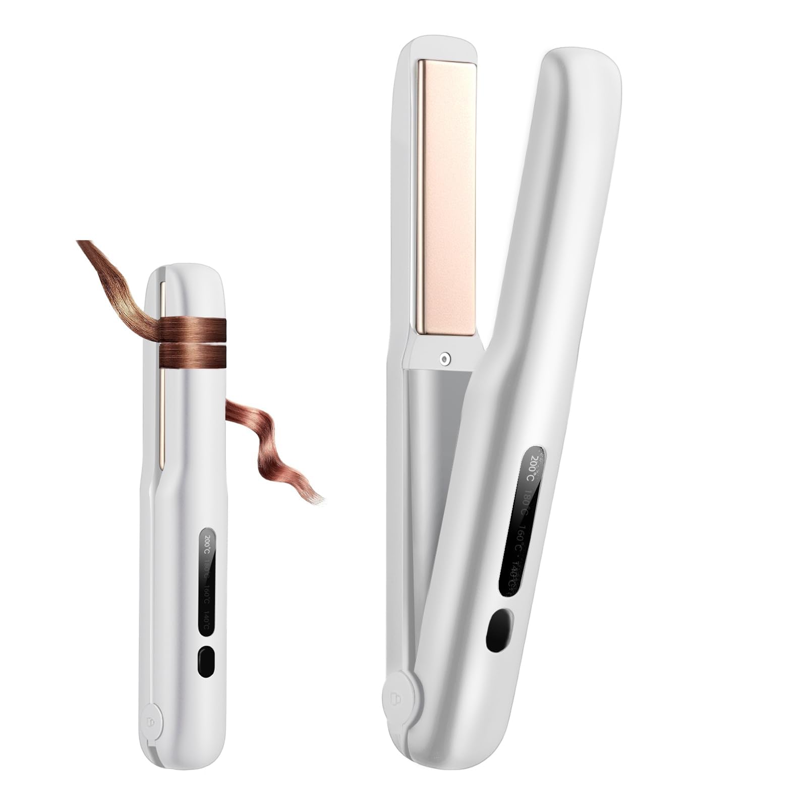 コードレス ヘアアイロン カール&ストレート 2WAY 18mmプレート コードレスアイロン 140℃~200℃ 4段階温度設定可能 30s 急速加熱 20分自動電源OFF Type-C 充電式 ホットカーラー 男女兼用 ミニ 小型 軽量 持ち運び便