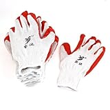 弾性カフラテックスゴムがプラム仕事労働グローブ赤白10個のラップ