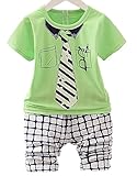 nico+(ニコプラス) Tシャツ ズボン 2点セット ネクタイ プリント デザイン フォーマル かわいい グリーン 110cm