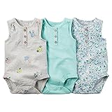 カーターズ Carter's ロンパース ボディスーツ 袖なし 3枚組 女の子 綿100% 3-Pack Sleeveless Bodysuits NB (50-55cm) [並行輸入品]