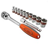 KISENG 12本ラチェットレンチソケット 1/2inch 8-24mm CR-Vメトリック 修理ツールキット