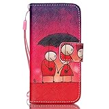 UNEXTATI iPhone 5c ケース 手帳型ケース カバー ウォレット型ケース 高品質 PUレザー 収納 耐衝撃 全面保護 Apple iPhone5cケース Case (レッド, P10)