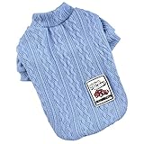 Beanspet 犬服 犬 服 ニット セーター ウェーブ柄 春 秋 ドッグウェア 小型犬 中型犬 大型犬 可愛い おしゃれ (ブルー, S)