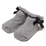 グログランリボンつきカップソックス ライト グレー 11-13cm