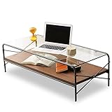 【 ヴィンテージシリーズ 】 テーブル ローテーブル 木製 タモ材 ガラス ガラス天板 ブラウン