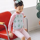 「楽々セレクトショップ」DUDU&MUMU正規品　長袖　カクタス サイズ90 100 110 120 130 140 可愛い子供用 水着 女の子　伸縮性 3点セット 上下セット キャップ付き　 女児 