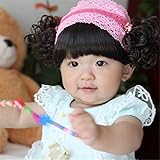 新生児 赤ちゃん 髪飾り 帽子 かつら ウィッグ 付き ベビー＆キッズ ベビー ヘアバンド 伸縮性がある (8)