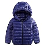 Smile キッズ 子供　ダウンジャケット ベビー 子供服 ダウンコート ダウン 棉服ジャケット 防寒 保温 アウターウエア 女の子 男の子 フード付き 秋冬　通園/通学　可愛い (ネイビー, 100