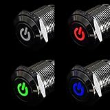 F Fityle ON/OFFスイッチ　車　ダッシュ　青　16ミリメートル　パワープッシュボタン　LED