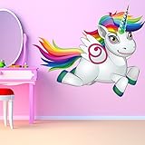 レインボーユニコーン壁ステッカーファンタジーおとぎ話壁デカール女の子寝室装飾で使用可能な8サイズ 08. Gigantic 143cm (W) x 120cm (H)
