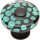 Atlas Homewares 3227-BL Glass Matte Black 1.5-Inch Emarld Polka Dot Square Knob [並行輸入品]