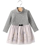 cote cotte(コトコット) ベビー 星柄 刺繍 ドッキング ワンピース ベビー服 女の子 子供服 チュール 長袖 フォーマル 70㎝ 生後5～7ヶ月頃 グレー 50112 50112021