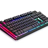 ゲーミングキーボード 日本語配列 光るキーボード RGB 1680万色 メカニカルのような触感 防水機能 18種類LEDバックライト 7色ラ