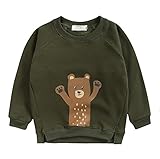 PANCY 子供服 春秋 冬 長袖 Tシャツ トレーナー 丸い襟 男の子 女の子 ベビー 裏起毛 おしゃれ カジュアル ファッション 可愛い 動物柄 熊 プリント 3色