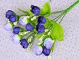 elegantstunning ウェディング/パーティーローズ造花　薔薇の造花 インテリア花　新婚部屋装飾 バレンタインデー　ホワイトデー　プロポーズ 記念日 誕生日 15個　ブルー