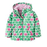 PAPA KIDS　ベビーキッズコート キッズ 子供 女の子 花柄 vキッズウイ ンドブレーカー レイン コート 子供服 (130cm, グリーン)