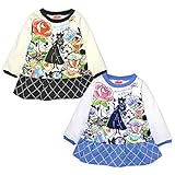 (アイボリー/80cm)ベビー服 女の子 トレーナー 長袖 裏起毛 チェック柄フリル 花＆シルエットプリント 女児 ベビー