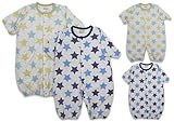夏物 【BearBox】 ベアボックス 綿100% 星柄 コンビドレス カバーオール ロンパース 50-60cm ネイビー