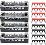 YFFSFDC 固定端子台 組端子台 600V 15A 極数6 ネジ留め式端子台 2色絶縁圧着端子セット付属