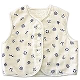 ぷらすことーね ３重ガーゼ＆パイル！ナチュラルマリン柄ベビーベスト 日本製 (ブルー)