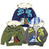 ベビー服 男の子 アウター パーカー ジャケット フルジップ ミニ裏毛 ロゴプリント 配色切替 男児 ベビー (3.ネイビー/95cm)