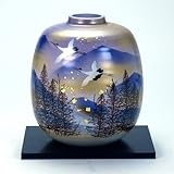 【九谷焼】 6号花瓶 金箔鶴木立連山 花瓶、花台、トムソン化粧箱入り。