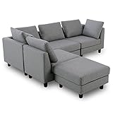 LOWYA （ロウヤ） ソファ レイアウト自在 男性でもゆったりサイズ 天然木フレーム ファブリック ロータイプ クッション2個付き 4人掛け ライトグレー おしゃれ 新生活