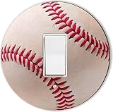 Rikki Knight RND-LSPROCK-55 Baseball Round Single Rocker Light Switch Plate, Red/White [並行輸入品]