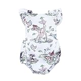 SOBABY ベビー服 女の子 夏用 肩ボタン ロンパース フリル袖 コミック柄 (90/12-18ヶ月, ホワイト)