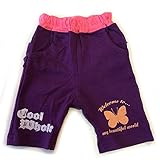 ベビー ハーフパンツ 紫 生後6ヶ月 70cm 背面フリル 蝶々