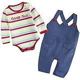 Vine サロペット ロンパース 子供 2点セット 上着 ＋ パンツ ベビー服 オーバーオール 女の子 男の子 オールインワン カバーオール 綿100％ （ブルー 80cm）