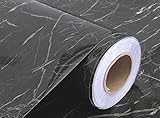 大理石 壁紙 リフォームシート 防水 簡単 模様替え 61㎝×10ｍ パテ付き 貼り方説明書付 黒