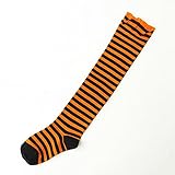 (靴下屋)kutsushitaya キッズ ボーダーニーハイソックス16〜18cm クロ+オレンジ
