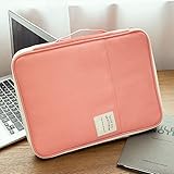 Yuguo ドキュメントバッグ 文書カバー ドキュメントケース 手提げバッグ ビジネス 整理バッグ オフィス用品 a4 男女兼用 旅行用 出張 (ピンク)