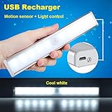 「KYC」　10　LED　光センサー　人感センサーライト　配線不要　USB充電式　貼り付け型　超寿命省エネ　クロゼット 屋内 キャビネット 玄関　階段 廊下など用 高感度 高輝度 昼光色