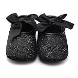 Ecosin Baby Girl Soft Sole Bowknot Bling Bling Shoes Prewalker Socks Sneakers (13/12-18months, Black