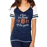 MLB Detroit Tigersレディースカラーブロックティー、M、ネイビー