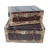 ウッデン・トランクボックス ２点セット アンティークテイスト/収納ボックス/スタルジック co-bo-01